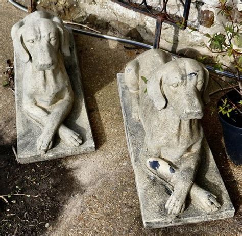 Antiques Atlas Pair Of Large Old Weathered Labradors Statues