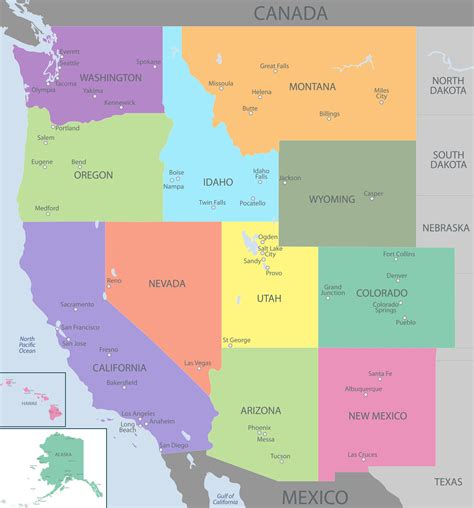 West United States Map Winna Kamillah