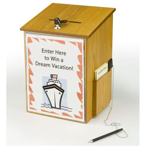 Wood Suggestion Box Ballot Box With Locking Hinged Lid Built In Side