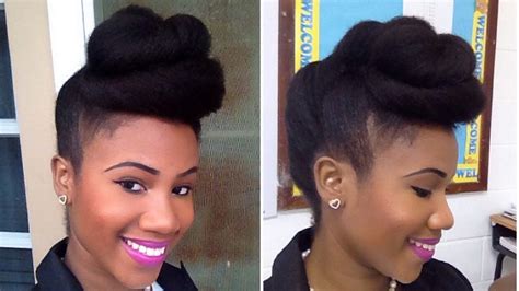 Twisted Pompadour Roll Tuck And Pin Updo On Natural Hair