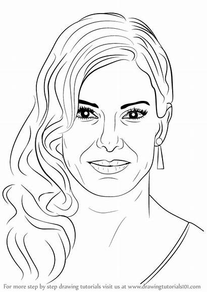 Bullock Sandra Step Draw Drawing Celebrities Drawingtutorials101