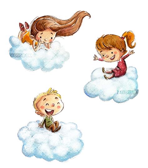 Niño Volando En Nubes Ilustraciones De Cuentos Infantiles Dibustock