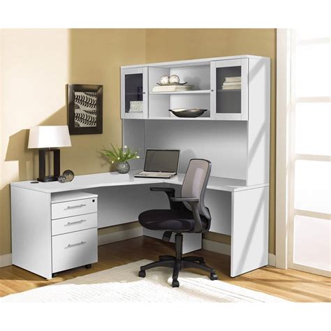 100 Series Corner L Shaped Desk - Hutch, Mobile Pedestal ... And you may need the space an l shaped desk can give with a laptop and a monitor, my desk space is getting tight.