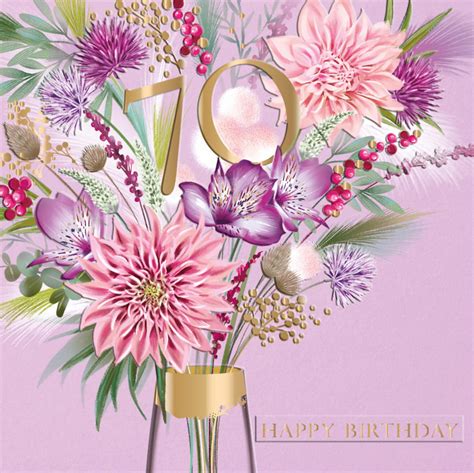 Birthday Bouquet 70th Birthday Greeting Card Cards