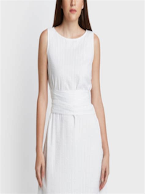 Buy And Women White Solid Sheath Dress Dresses For Women 5523275 Myntra