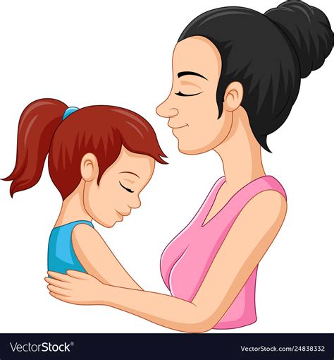 A Mother Hugging Her Daughter Royalty Free Vector Image
