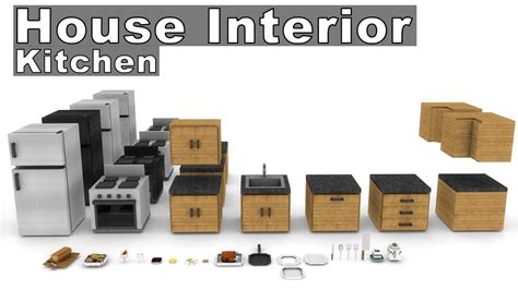 Architecture, art, design & built environments. Minecraft House Interior Furniture Model Pack - Kitchen ...