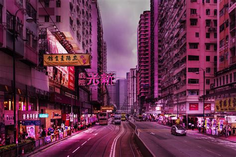 Pink North Point Hong Kong Photography Aesthetic Desktop Wallpaper