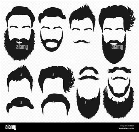 Vector Hair And Beard Shapes Design Constructor With Men Vector