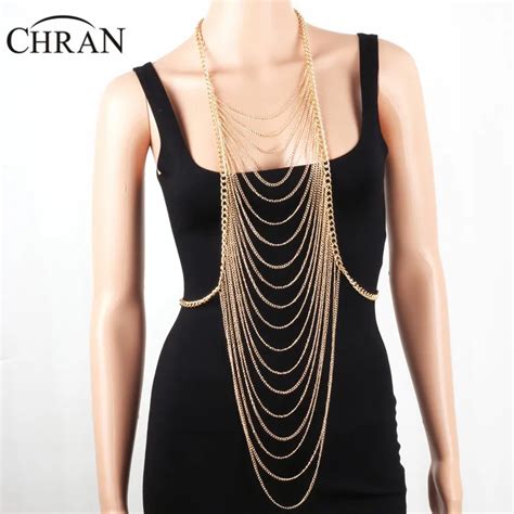 Chran New Fashion Sexy Chain Bralette Gold Silver Color Tassel Body Jewelry Chain Necklace Beach