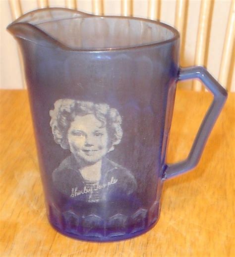 Vintage S Hazel Atlas Shirley Temple Cobalt Blue Glass Pitcher