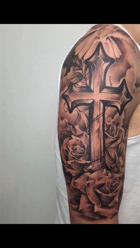 Shoulder Tattoo Men Cross