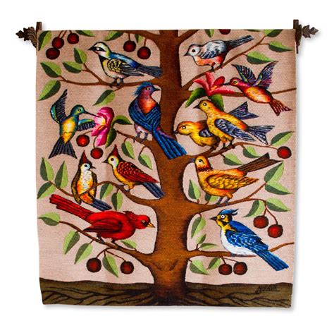 Wool Tapestry Birds In A Cherry Tree Wool Tapestry Tapestry Bird