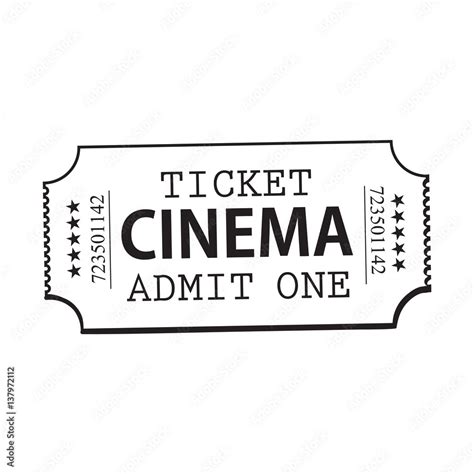 Vecteur Stock One Retro Style Vintage Cinema Movie Ticket Black And