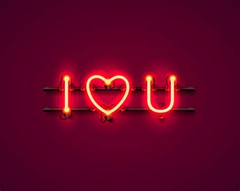 Premium Vector I Love You Neon Lettering Heart Sign