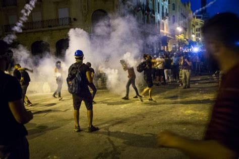 Beirut Police Fire Tear Gas As Protesters Regroup And Two Ministers
