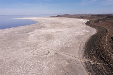 Spiral Jetty An Art Installation At The Great Salt Lake In Utah Drone