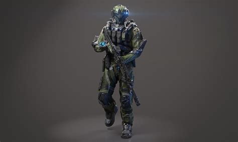 3d model scifi assault soldier vr ar low poly rigged animated cgtrader