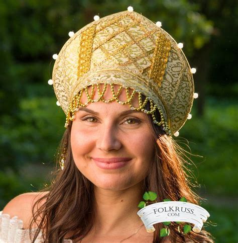 Russian Traditional Hat Kokoshnik With Strap Russian Crown Etsy Russian Crown Russian Tiara