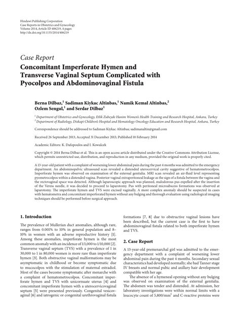 Hematocolpos Sur Imperforation Hymeneale A Propos De 3 Cas