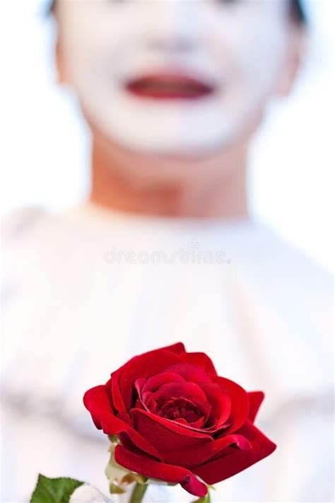 Clown With Red Rose Stock Image Image Of Fantasy Hide 12200845