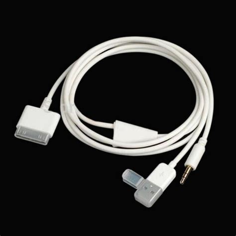 3ft 30 Pin Dock To Usb Aux 35mm Audio Cable For Iphone 4s 3gs Ipod