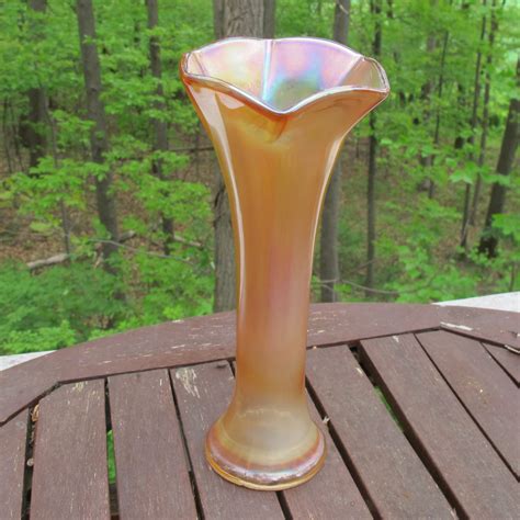 Antique Dugan Marigold Optic Carnival Glass Vase Carnival Glass
