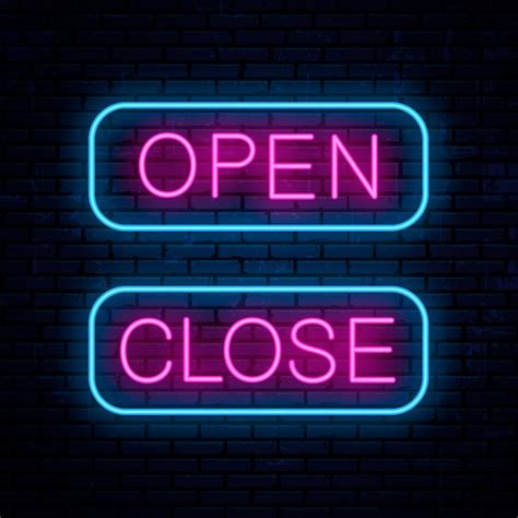 Premium Vector Open And Close Signboard Template Vector Neon Glow Signs