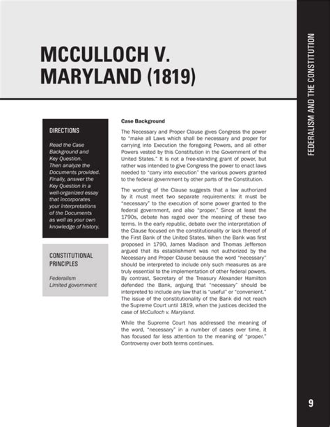 Mcculloch V Maryland 1819