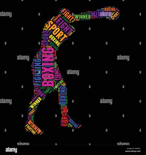 Boxing Typography Word Cloud Colorful Vector Illustration Stock Vector