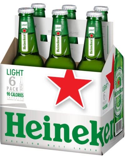 Heineken Light Lager Beer 6 Pack 12 Fl Oz Bottles 6 Bottles 12 Fl