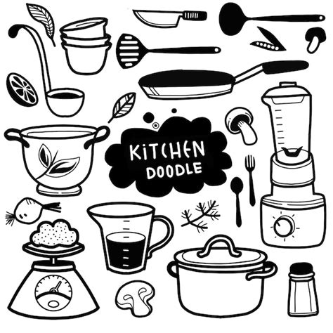 Premium Vector Set Of Kitchen Utensil Doodle