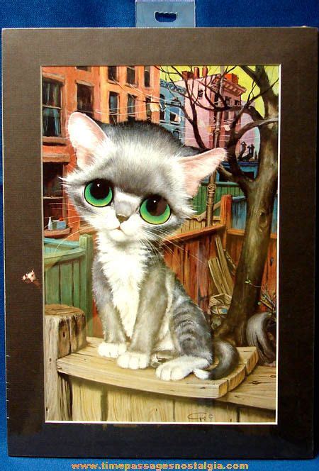 1960s Big Eyed Pity Kitty Gig Art Print A Young Kitten On A Wooden