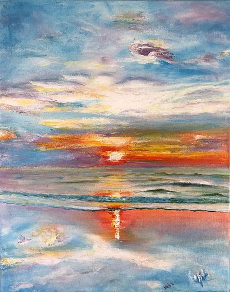 Beach Sunrise Painting Sunrise Painting Sunrise Art Beach Art Decor