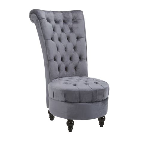 Homcom Retro High Back Armless Chair Living Room Furniture Upholstered Tufted Royal Accent Seat