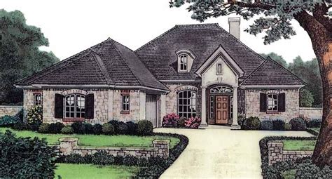 Large single story floor plans offer space for families and entertainment; French Country One Story Homes | Floor Plans AFLFPW25304 ...