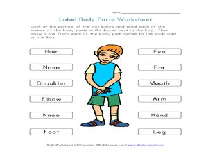 Kids will enjoy doing this body themed worksheet. Label Body Parts Worksheet for Kindergarten - 2nd Grade ...