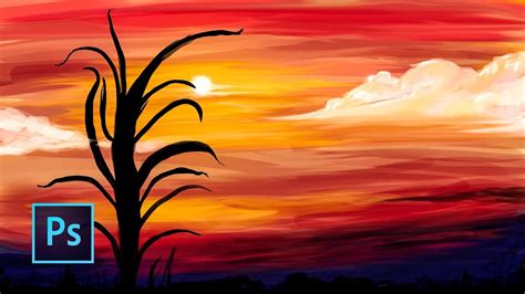 Photoshop Speed Art Landscape Sunset Painting Digital Basic 2018
