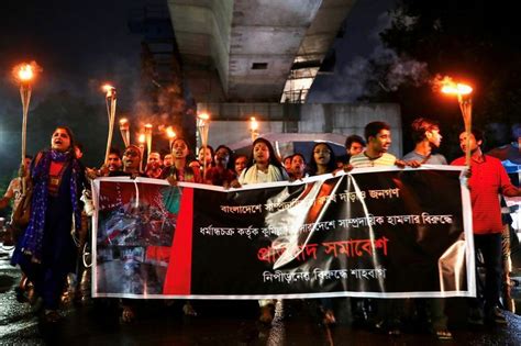 hundreds protest in bangladesh over religious violence the star