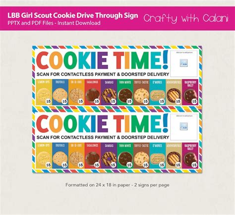Girl Scout Cookie Drive Through Sign LBB Cookie Menu Etsy