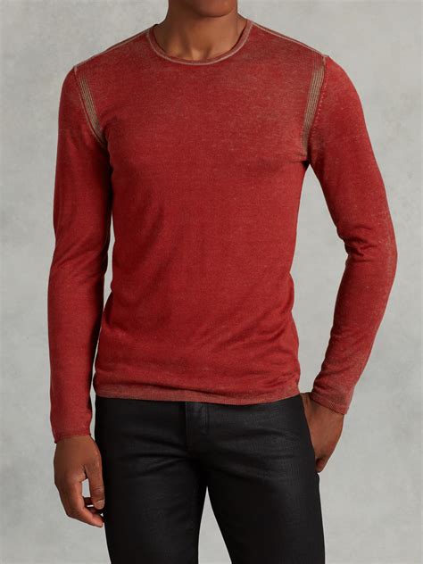 Lyst John Varvatos Silk Cashmere Crewneck Sweater In Red For Men