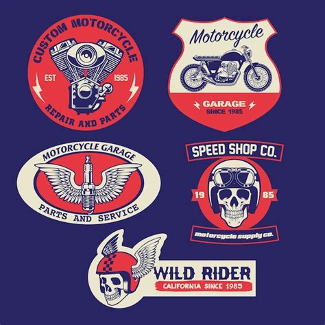 Premium Vector Set Of Vintage Motorcycle Badge Design