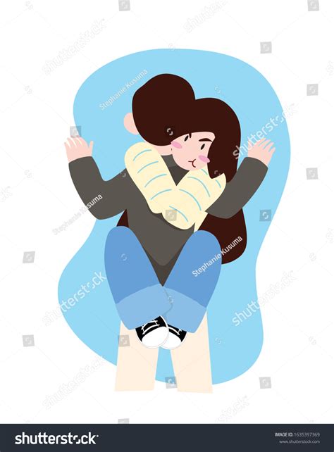 Cute Vector Illustration Clingy Girlfriend Her стоковая векторная