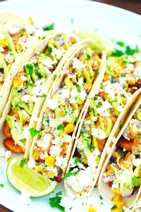 Mexican Street Corn Chicken Tacos Recipe Video Sweet And Savory Meals
