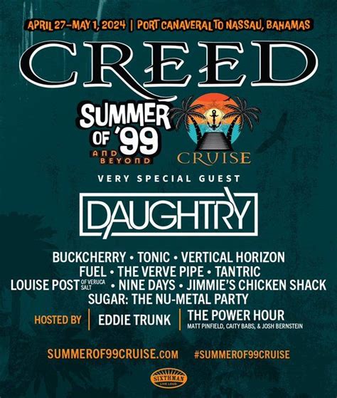Sugar The Nu Metal Party Added To Creed 2024 Summer Of 99 Cruise