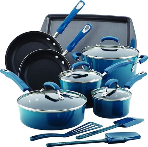 Rachael Ray Nonstick Cookware Set Pots And Pans Set Aluminium Navy