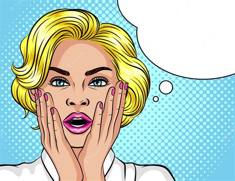 Premium Vector Color Illustration In The Style Of Pop Art The Blonde Girl Opened Her Mouth In