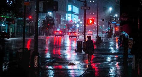New York City Rainy Night Print