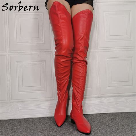Sorbern Comfortable Flat Boots Over The Knee Pointy Toes Mid Thigh High Ladies Boot