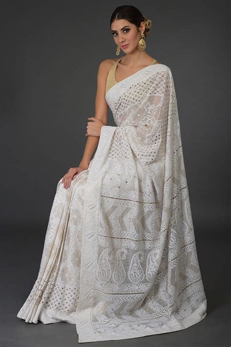 Heirloom Pick Ivory Chikankari With Kamdani Work Saree Indian Fashion Saree Saree Look